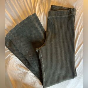 aerie Ribbed Boot Cut Pants in Olive Green